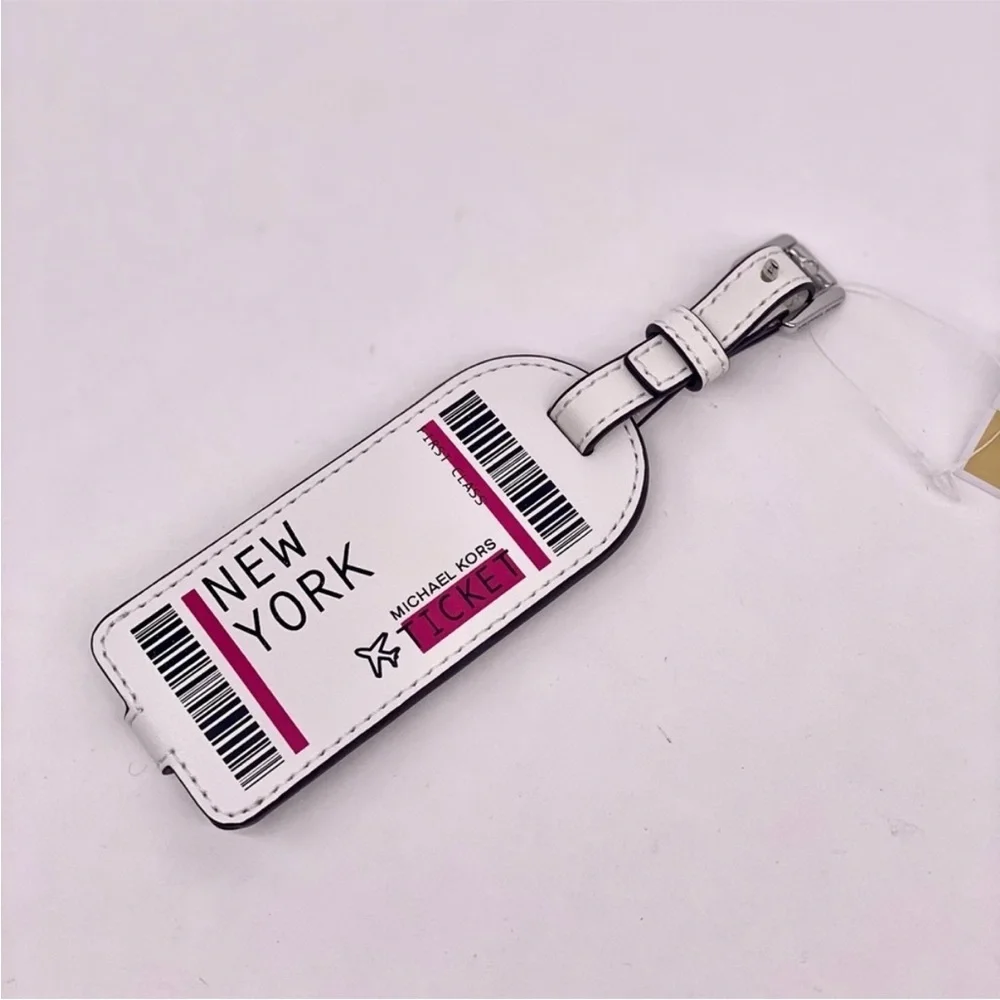 Michael Kors White and Pink Luggage Tag